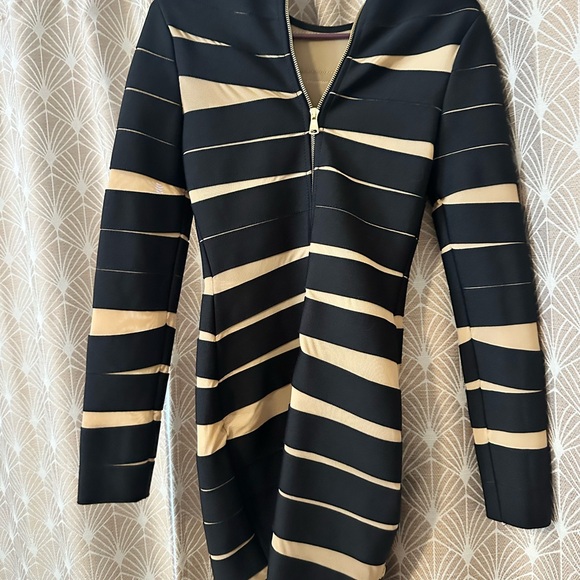 Nasty Gal Black and Tan Striped Mini Dress - Picture 3 of 4